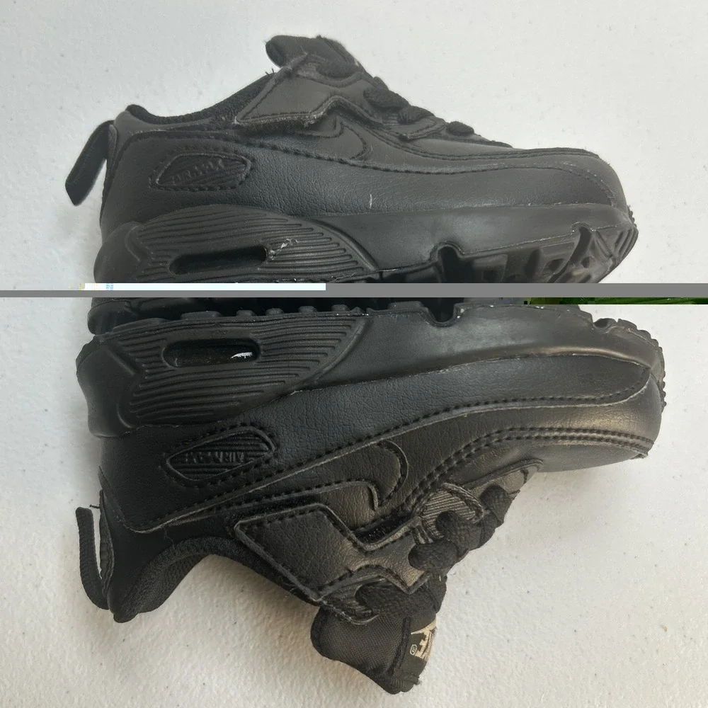 Nike Air Max 90 LTR Toddler Size 7C Triple Black Shoes Sneakers